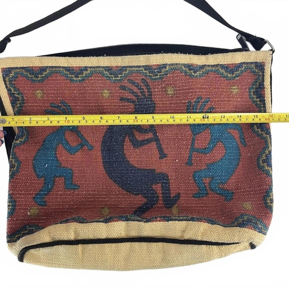 Yoki Artisan Woven Shoulder Bag Colorful Tribal Print Canvas Zipper Closure Bag - Picture 8 of 9